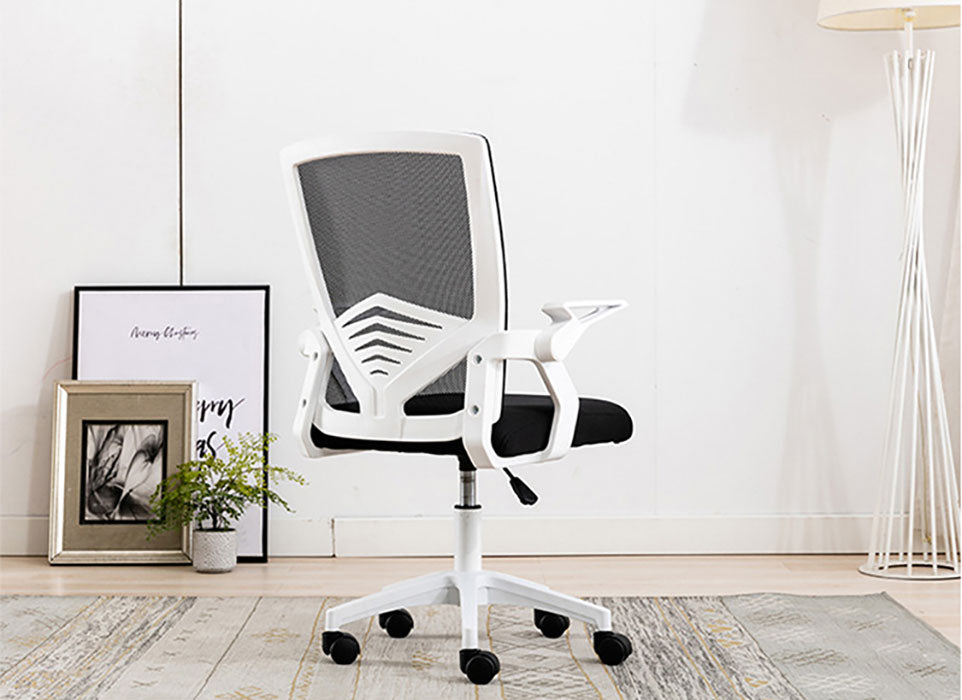 Office Chair Ergonomic Desk Chair with Adjustable Height and Lumbar Support, Desk Computer Chair with Flip up Armrests for Conference Room (White))
