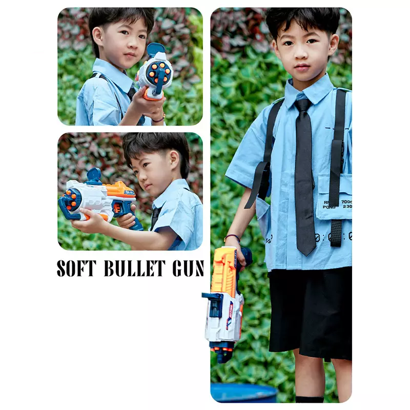 6-Dart Manual Soft Bullet Gun _ Slam Fire Blaster with 20 Safe Foam Darts and Targets