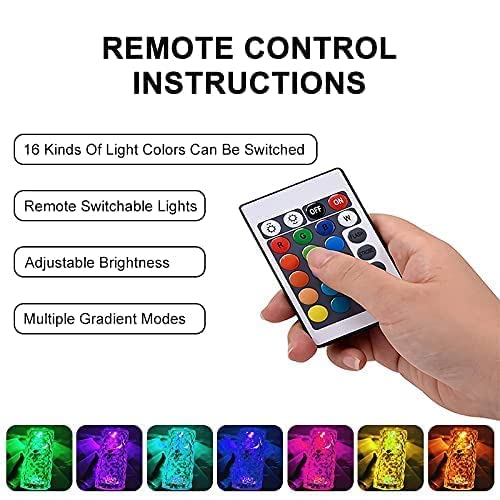 Crystal Lamp,16 Color Changing Rose Crystal Diamond Table Lamp,USB Rechargeable Touch Bedside Lamp Night Light with Remote Control