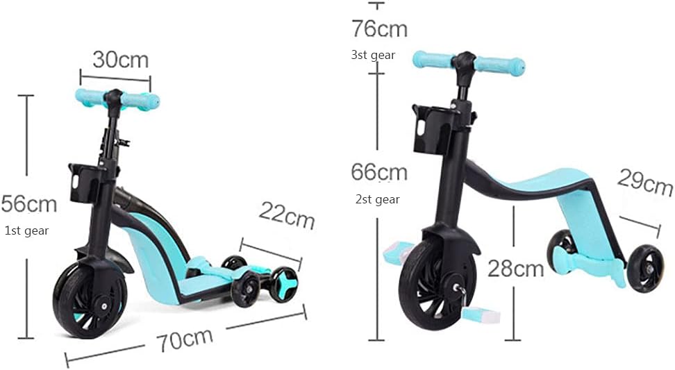 3 in 1 Kids Tricycle | Kick Scooter Tricycle Balance Bike | with Adjustable Height for 3 to 8 Year Kids
