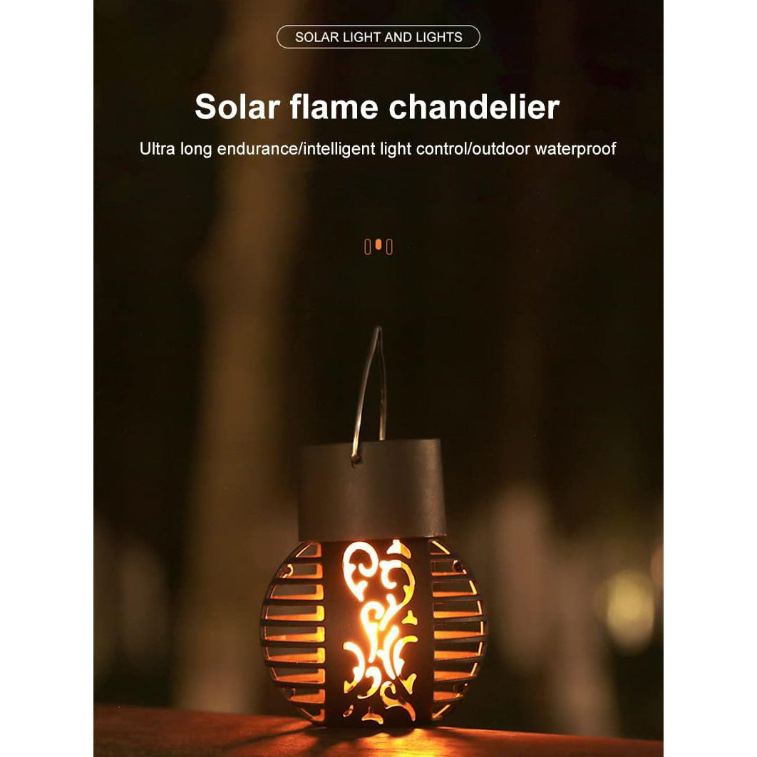 4 x 6-LED Solar Flame Lanterns Vibrant Flickering Outdoor Hanging Lights for Garden, Lawn, Patio, Pathway Decor (4PC)