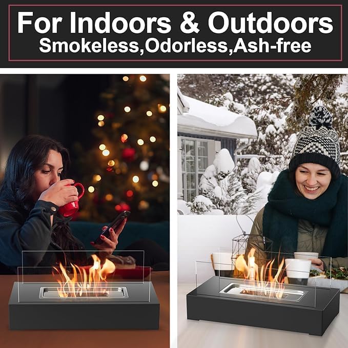 Tabletop Fire Pit,Indoor & Outdoor Table Top Firepit Ethanol Tabletop Fireplace Bowl for Patio Backyard Livingroom