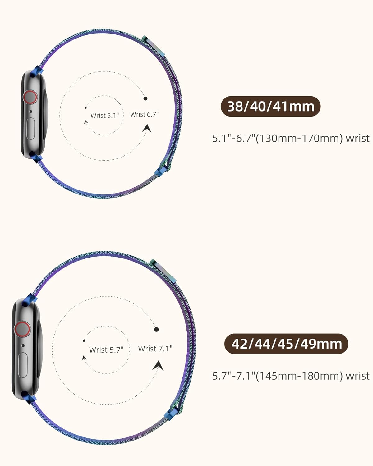 Stainless Steel Milanese Loop Apple Watch Band Starlight 42mm 44mm 45mm 49mm