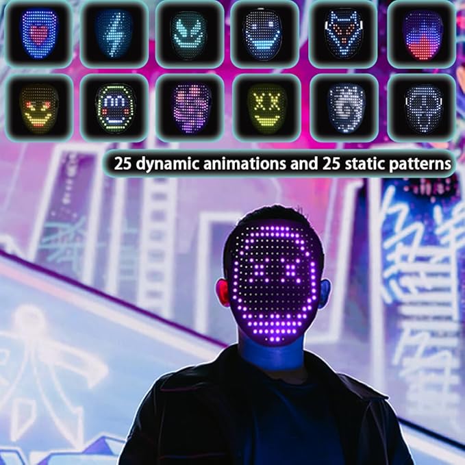 LED Light UP Mask, Mask for Cosplay Halloween Costume Parties