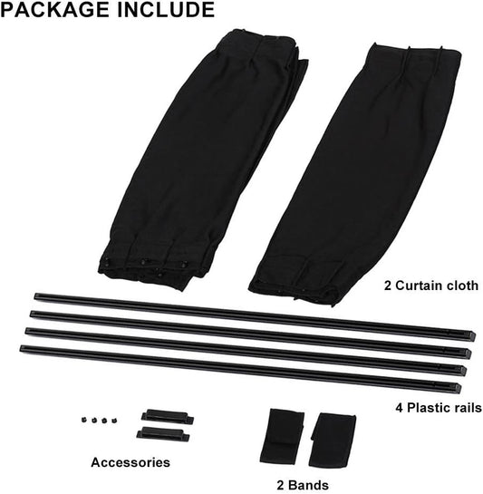 2PCS Black Car Sun Shade Side Window Curtain 70L Auto Foldable Protection Accessories Kit