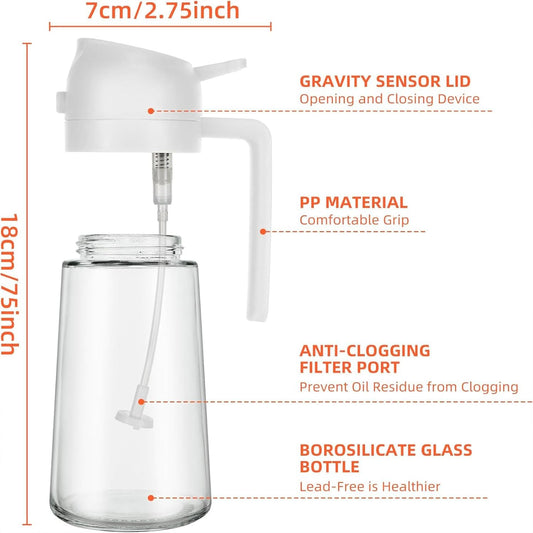 Dual-Function Oil Spray Bottle for Cooking 470ml White