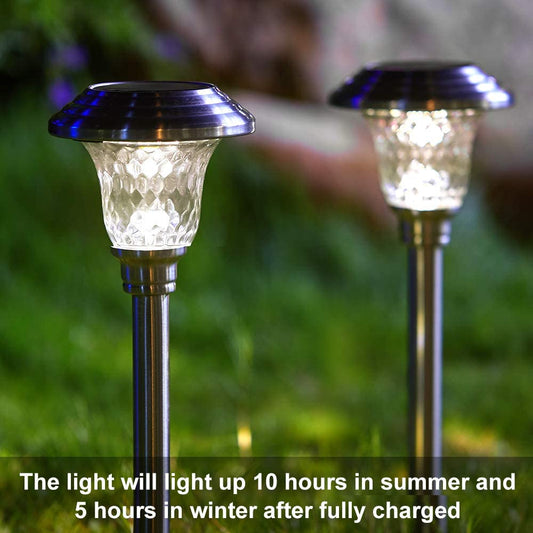 SOLAR PATH LIGHT GLASS STEEL Light SLIVER 4 Pack
