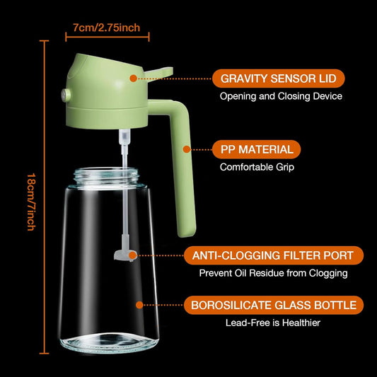Dual-Function Oil Spray Bottle for Cooking 470ml Green
