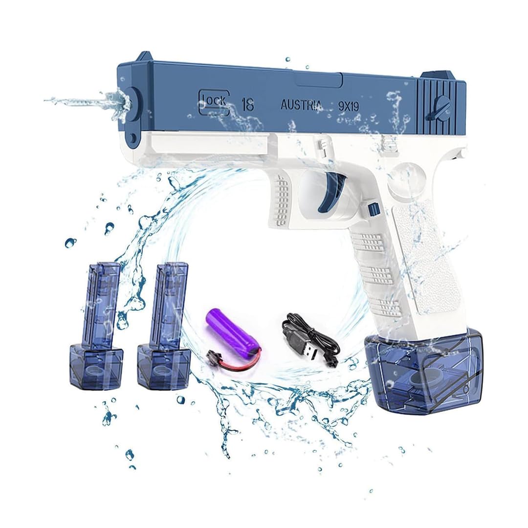Electric Water Gun - Rechargeable Automatic Spray Gun for Kids and Adults (Blue)