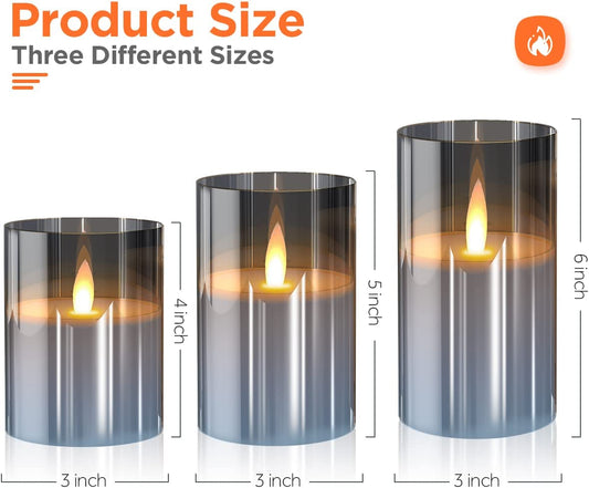 Flameless LED Tea Light Candles Battery Powered 3pcs Gray