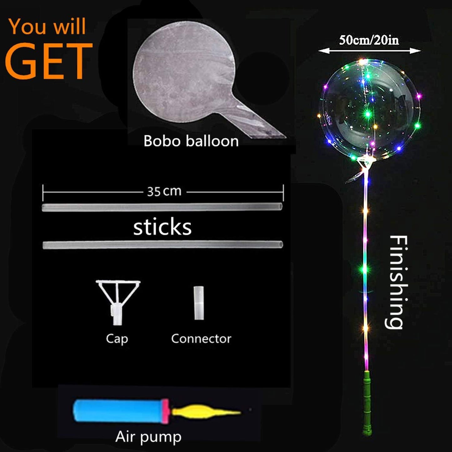 20 Pack LED Bobo Balloons Light Up Balloons Clear Helium Bubble Bobo Glow Balloons with String Lights for Parties Birthday Wedding Decoration