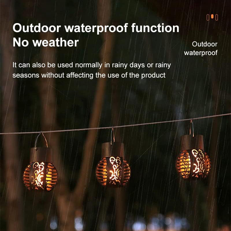 4 x 6-LED Solar Flame Lanterns Vibrant Flickering Outdoor Hanging Lights for Garden, Lawn, Patio, Pathway Decor (4PC)