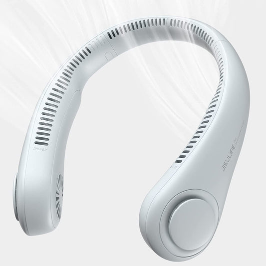 Portable Handsfree Bladeless Rechargeable Hanging Neck Fan White