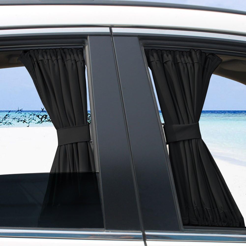 2PCS Black Car Sun Shade Side Window Curtain 70L Auto Foldable Protection Accessories Kit
