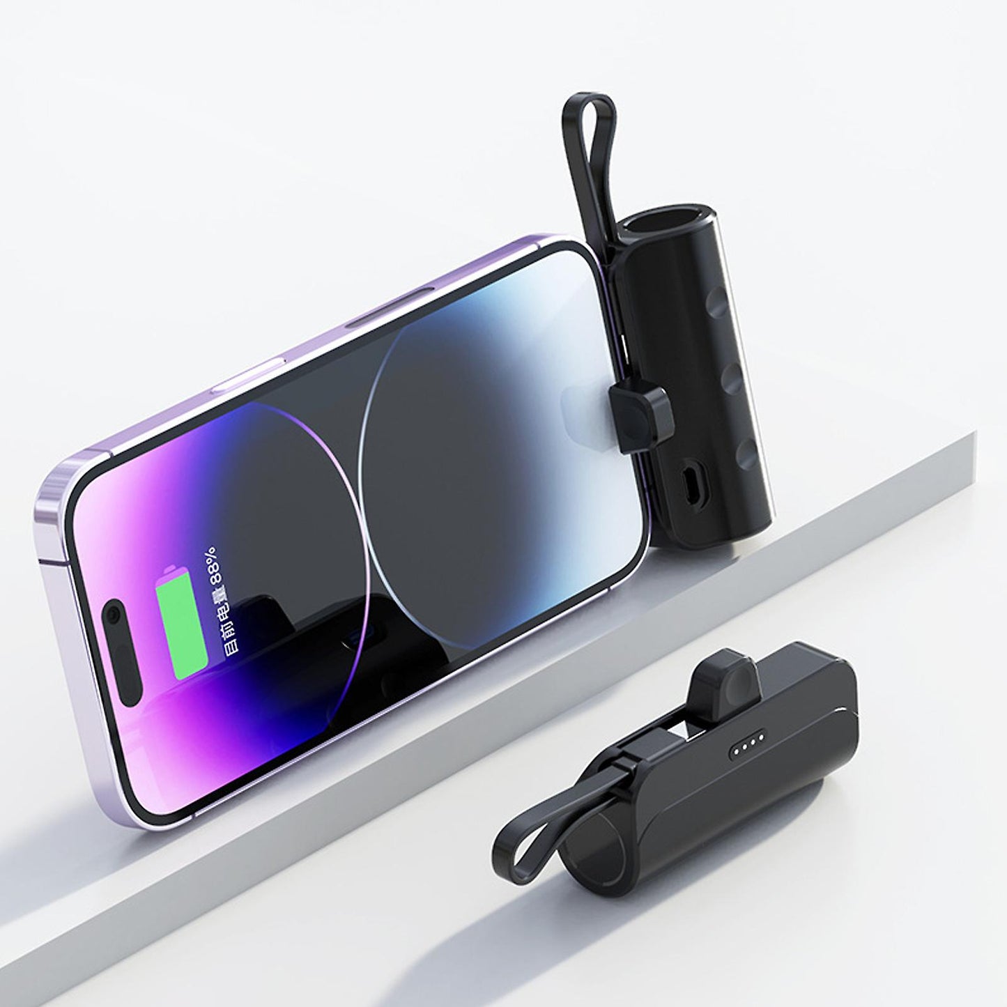 Mini Power Bank Portable 6500mAh UltraCompact Power Bank Battery Pack For iPhone/Android (Lightning / Type-C) Black