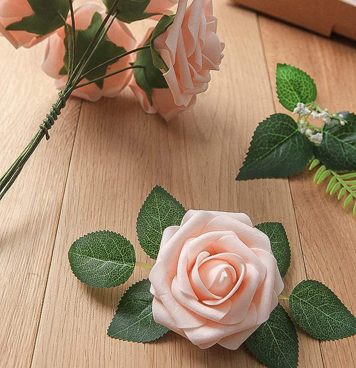25pcs Artificial Flower Rose Decorated Rose Flower - Light Pink