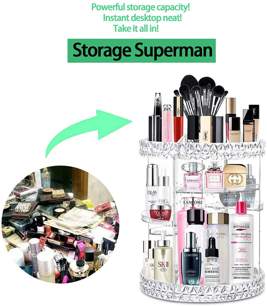 360-Degree Rotating Cosmetics Makeup Organizer
