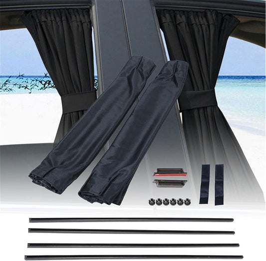 2PCS Black Car Sun Shade Side Window Curtain 70S Auto Foldable Protection Accessories Kit