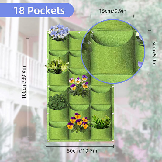 18 Pockets Hanging Planter Bags Vertical Wall Mounted Plant Planting Grow Bags