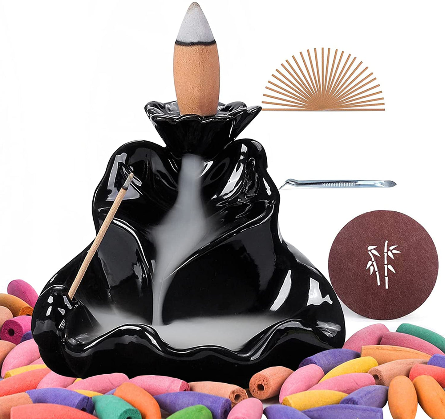 Backflow Incense Burner 3 Tier Lotus