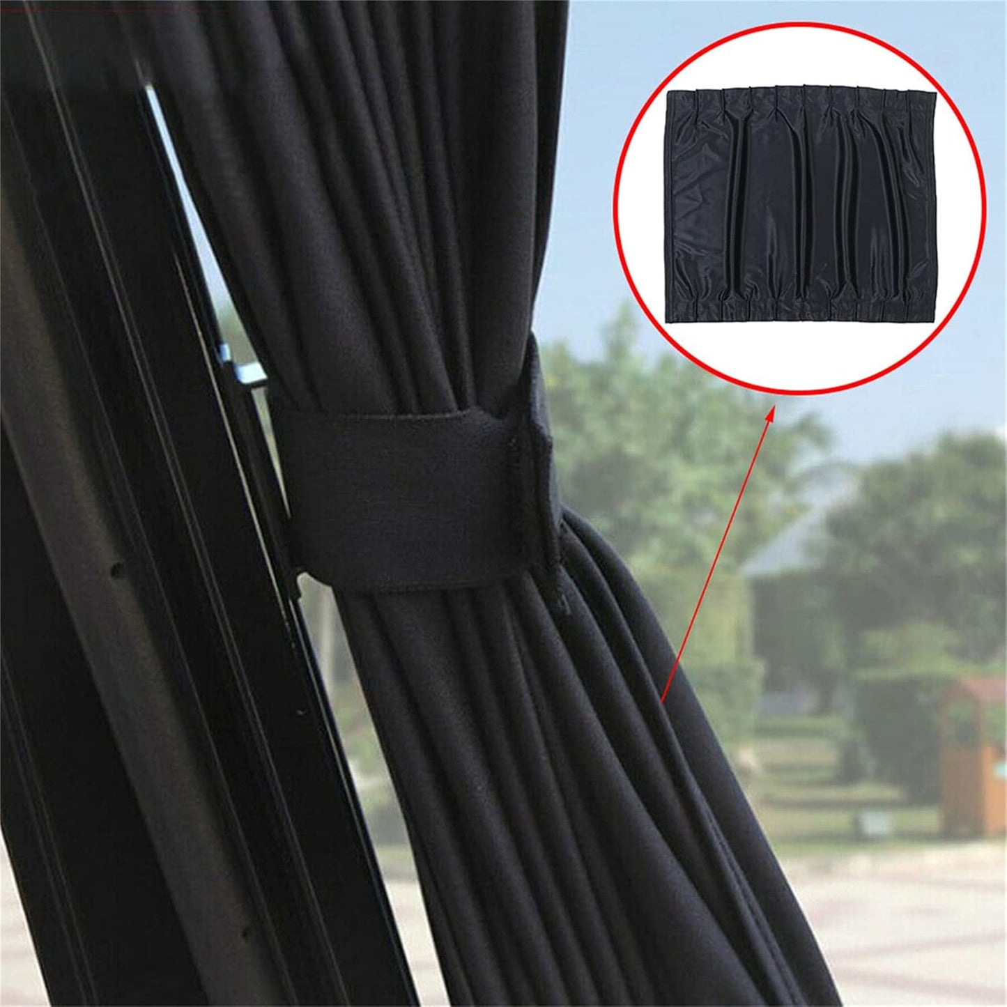 2PCS Black Car Sun Shade Side Window Curtain 70L Auto Foldable Protection Accessories Kit