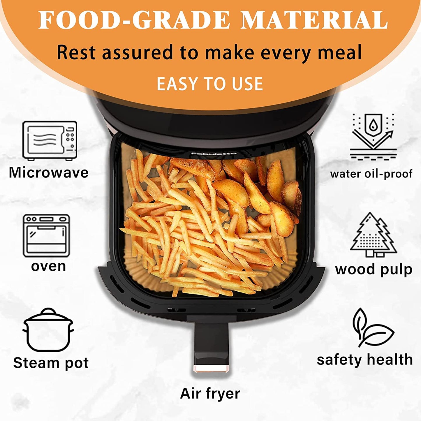 Air Fryer Paper Liners Square 100 Pcs