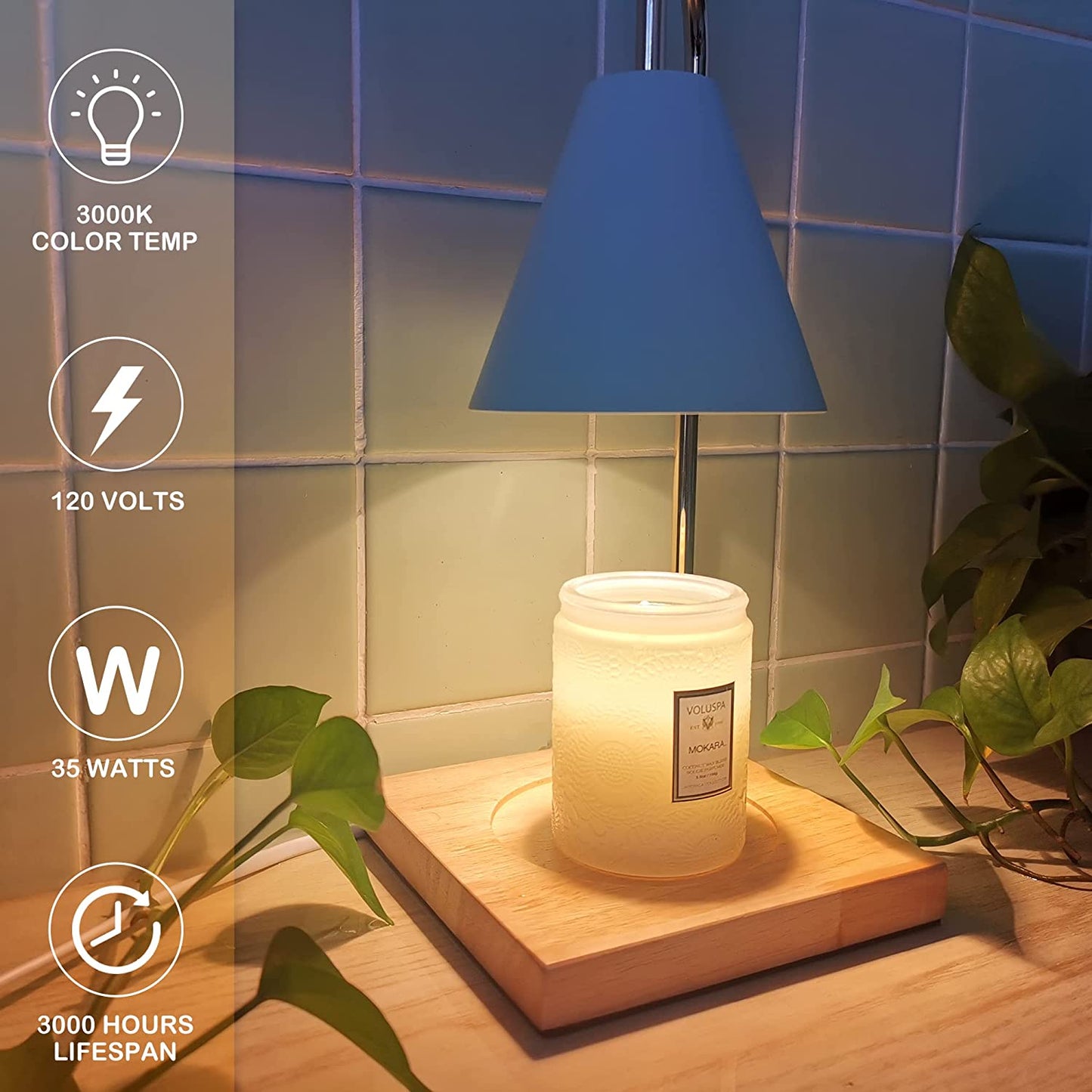 Candle Warmer Lamp Dimmable Electric Candle Wax Melter Lamp - White Oak