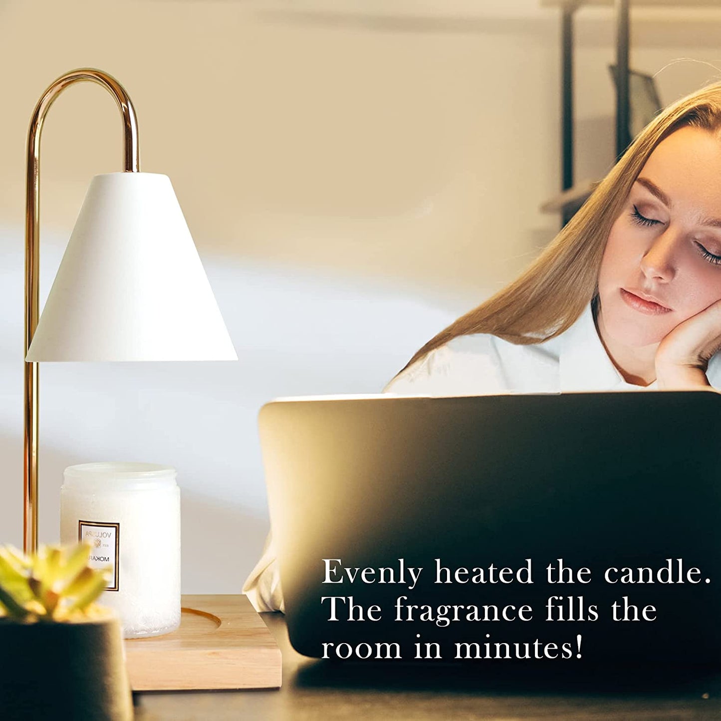 Candle Warmer Lamp Dimmable Electric Candle Wax Melter Lamp - White Oak