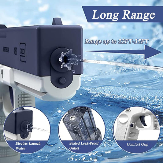 Electric Water Gun - Rechargeable Automatic Spray Gun for Kids and Adults (Blue)