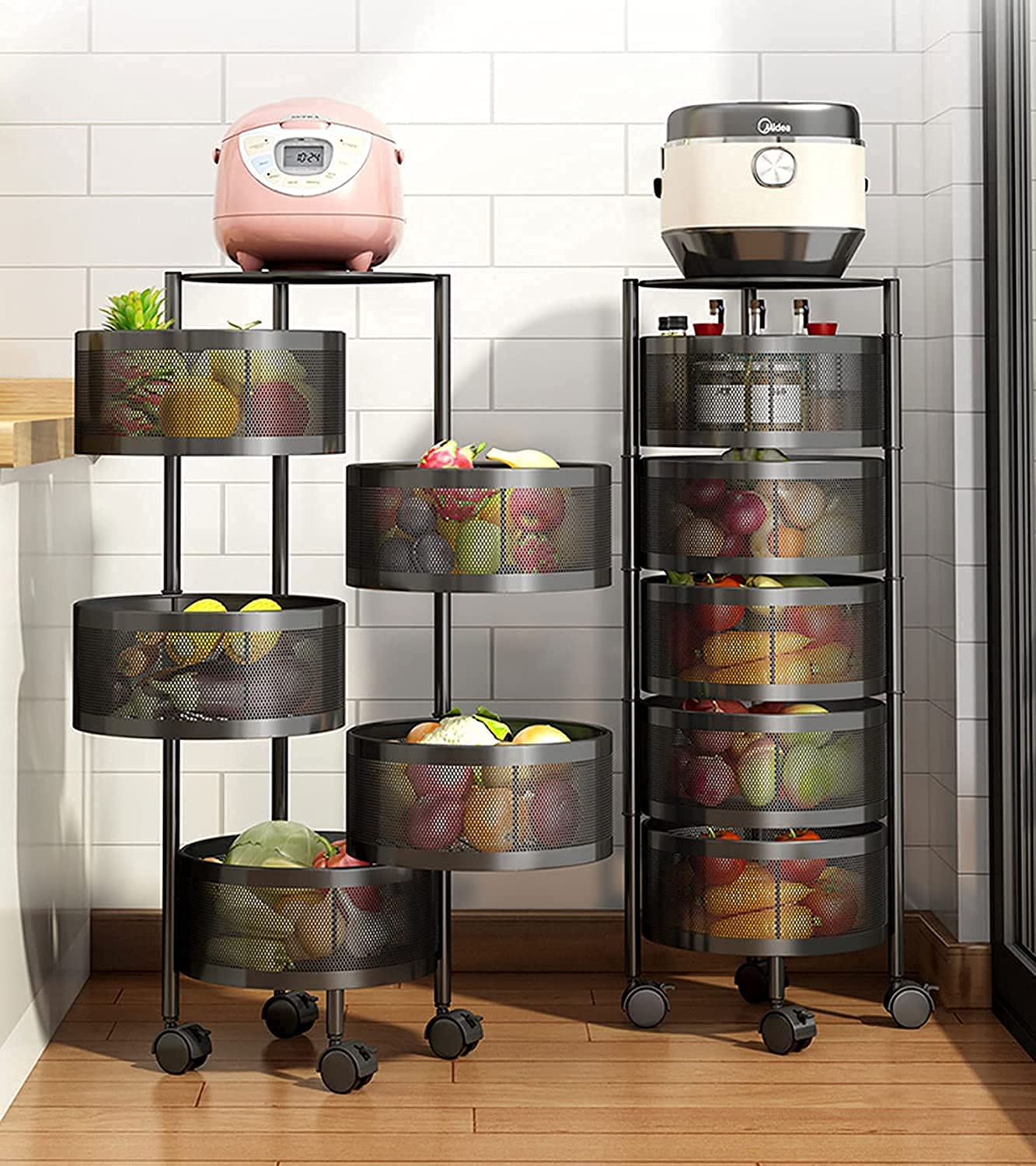Kitchen Storage Trolley Shelf 5 Tier Cycle Metal