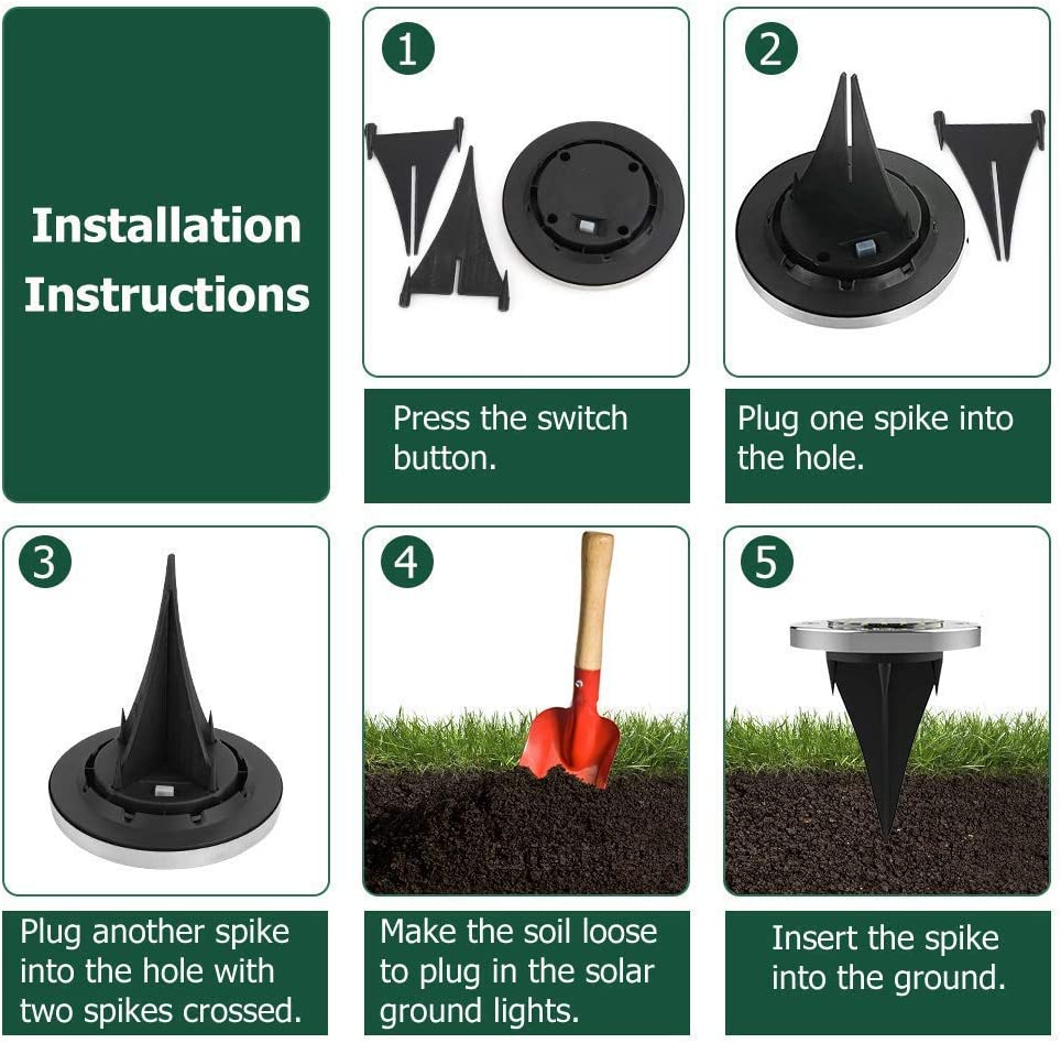 8 Led Solar Ground Lights 4 park - Warm