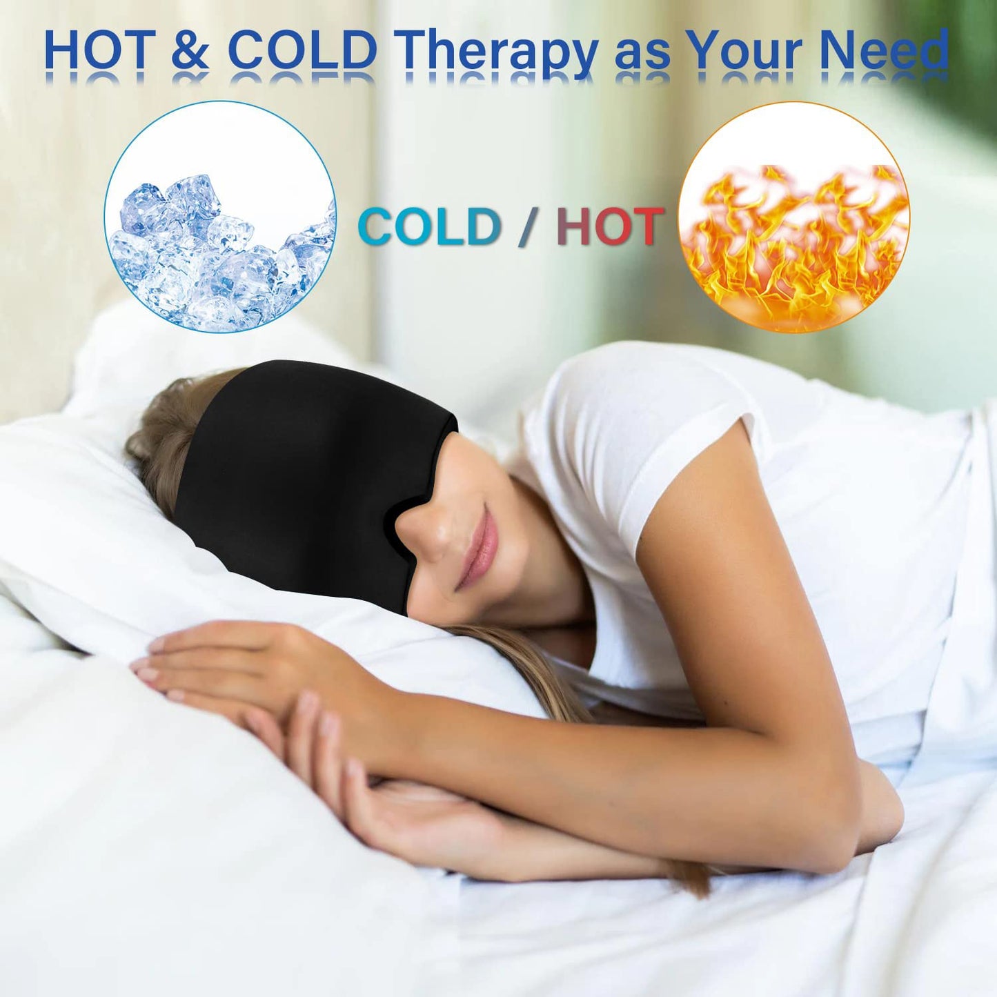 Double Form Fitting Head Gel Ice Cap, Cold Therapy Ice Head Wrap Ice Pack Mask, Cold Cap, Migraine Relief Cap