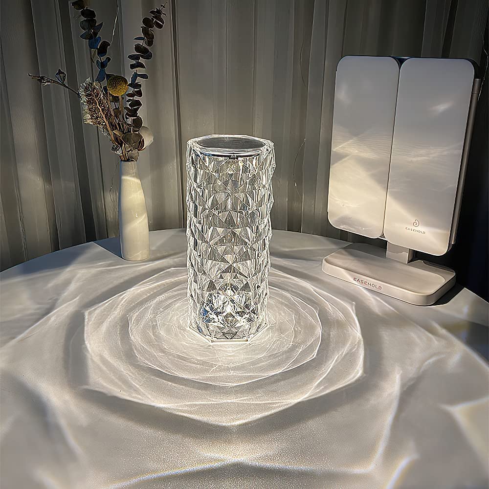 Crystal Lamp,16 Color Changing Rose Crystal Diamond Table Lamp,USB Rechargeable Touch Bedside Lamp Night Light with Remote Control