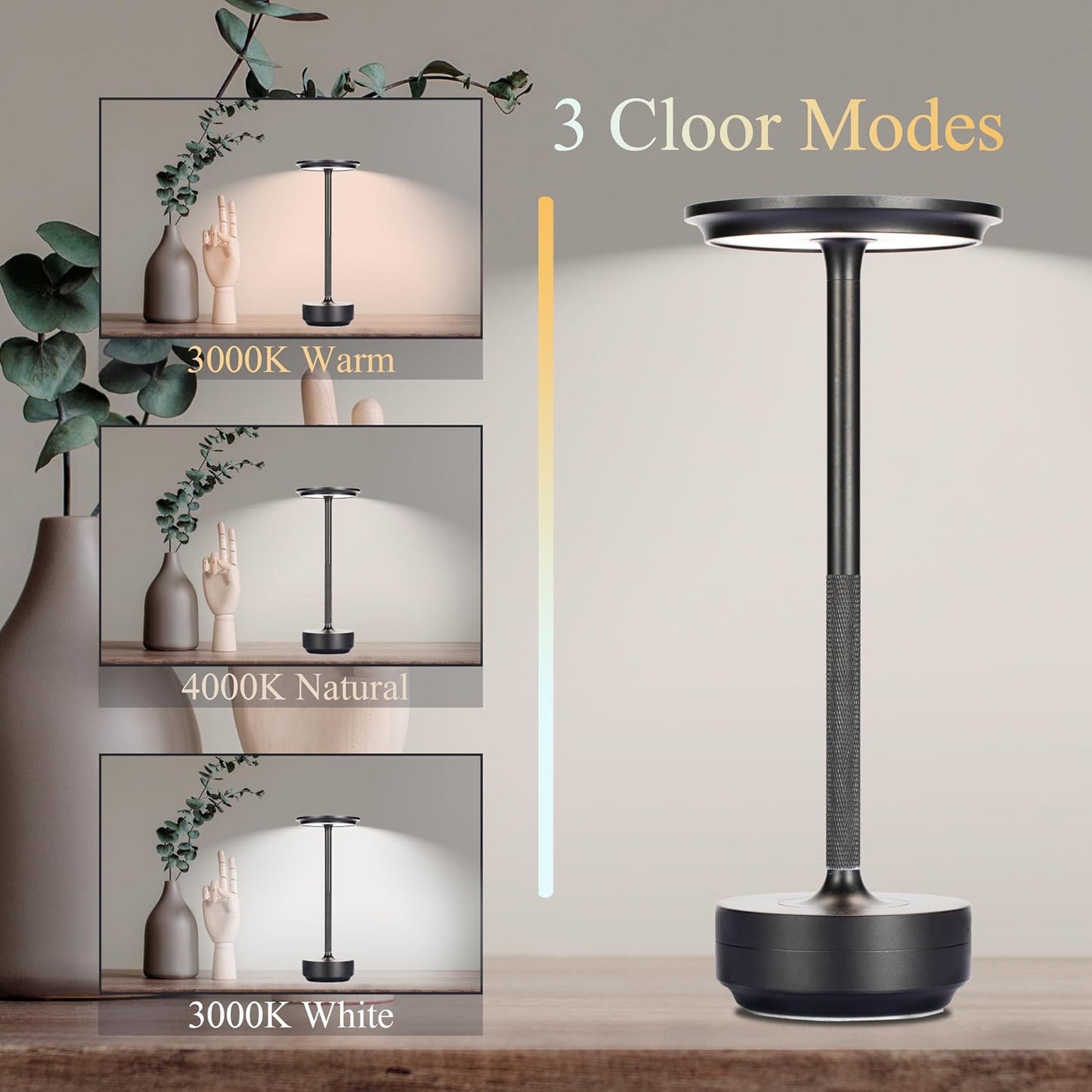 Rechargeable Cordless LED Table Lamps Touch Sensor Light
