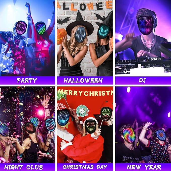 LED Light UP Mask, Mask for Cosplay Halloween Costume Parties