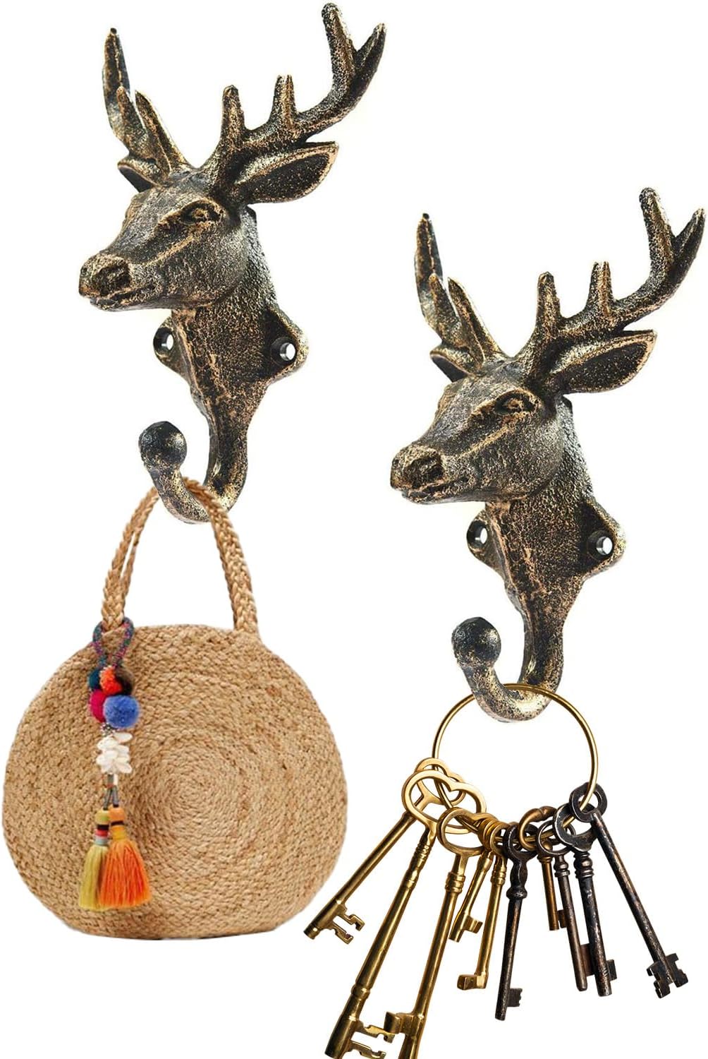Cast Iron Deer Hook 2 Pack