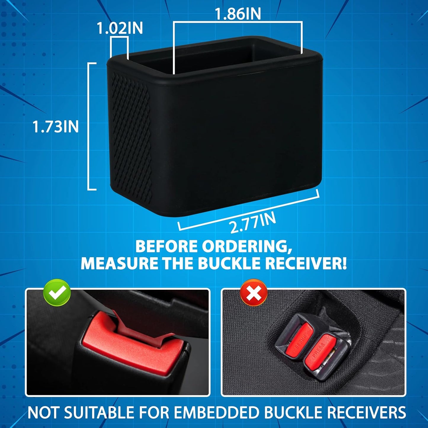 Silicone Seat Belt Buckle Retainer 2pc