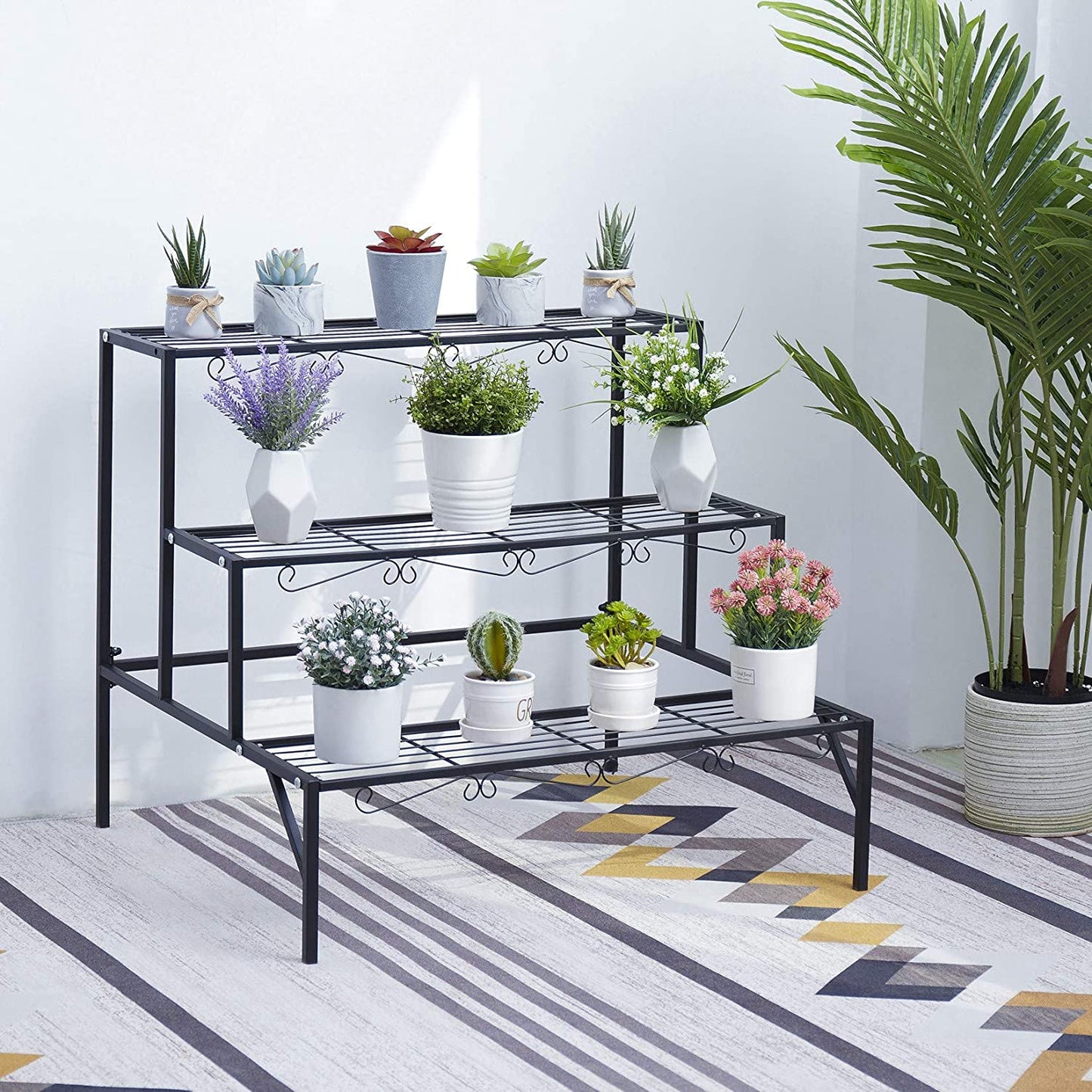 Plant Rack Stand 3 Tier Ladder Plant Shelves Garden Flower Rack