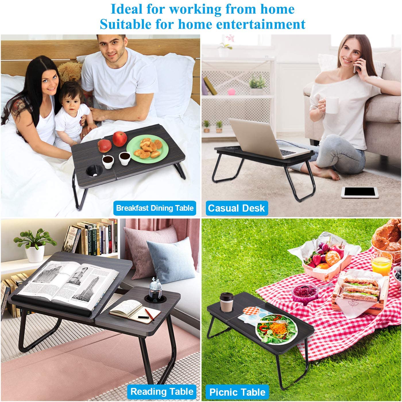 Laptop Desk Bed Tray Desk Table Black