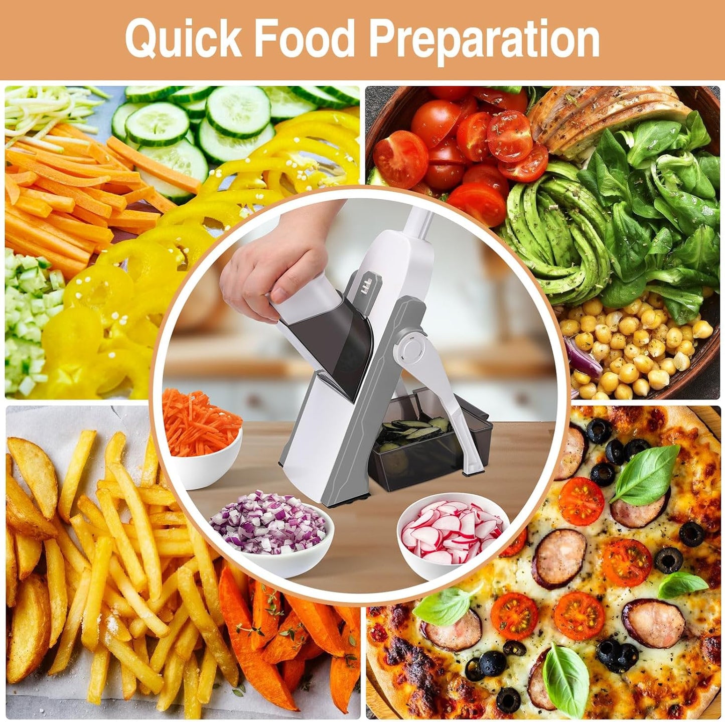 Vegetable Slicer Chopper Potatoes Cutter Gray