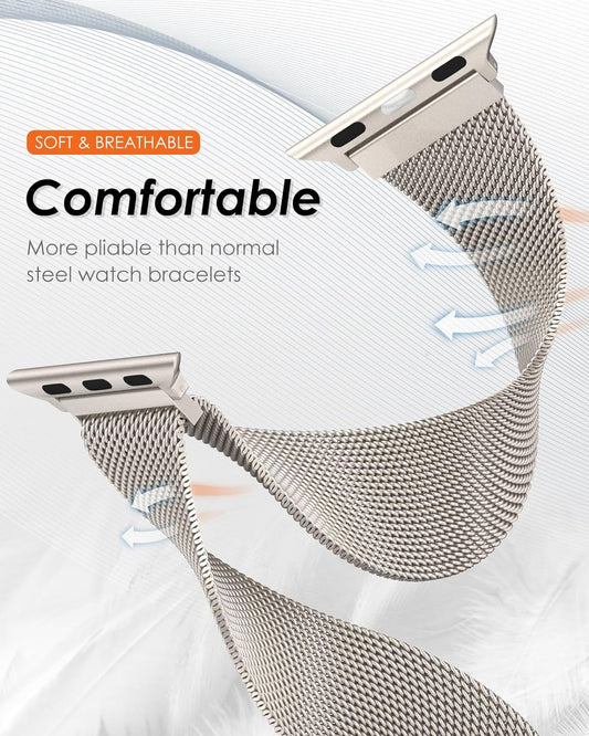 Stainless Steel Milanese Loop Apple Watch Band Mint Green 38mm 40mm 41mm