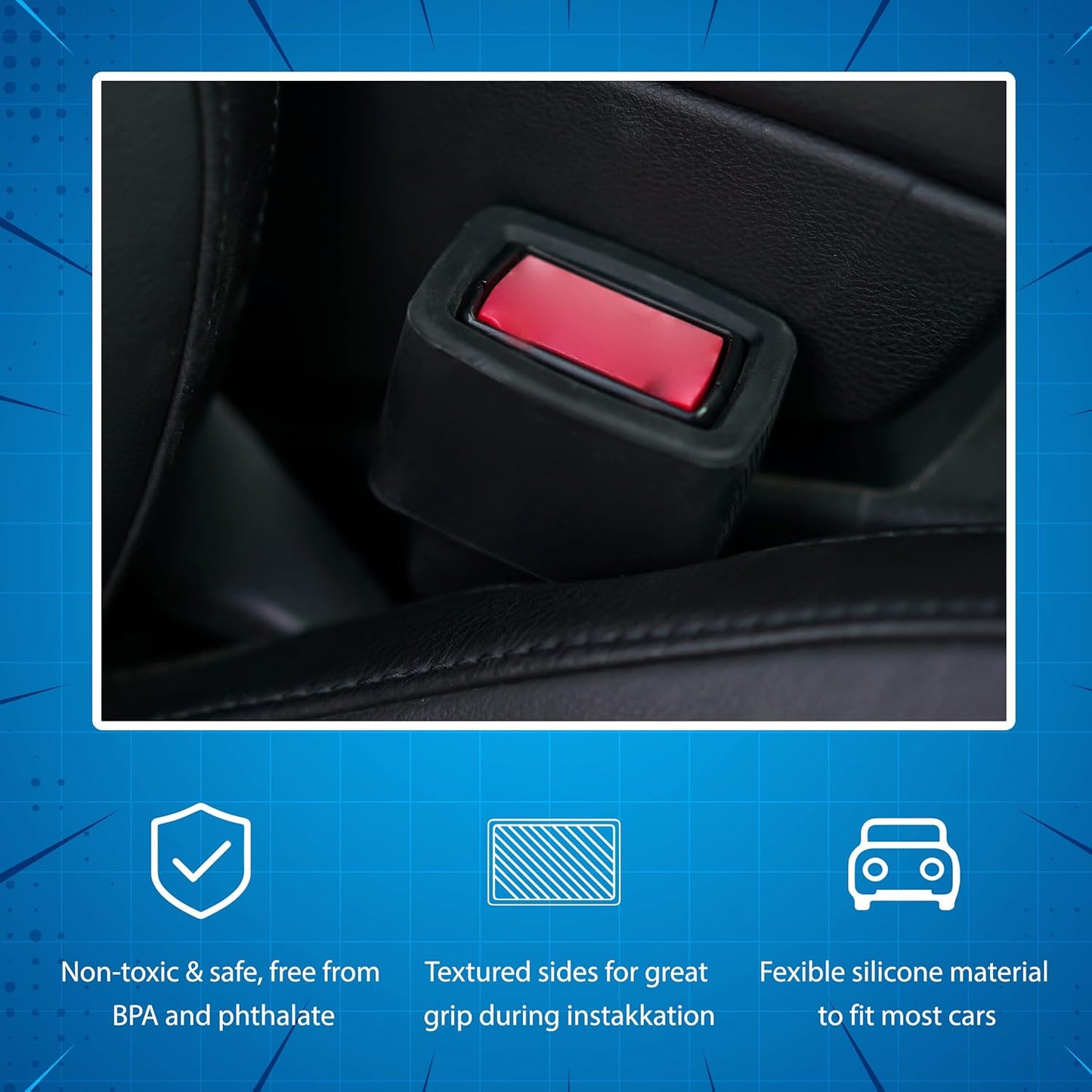 Silicone Seat Belt Buckle Retainer 2pc