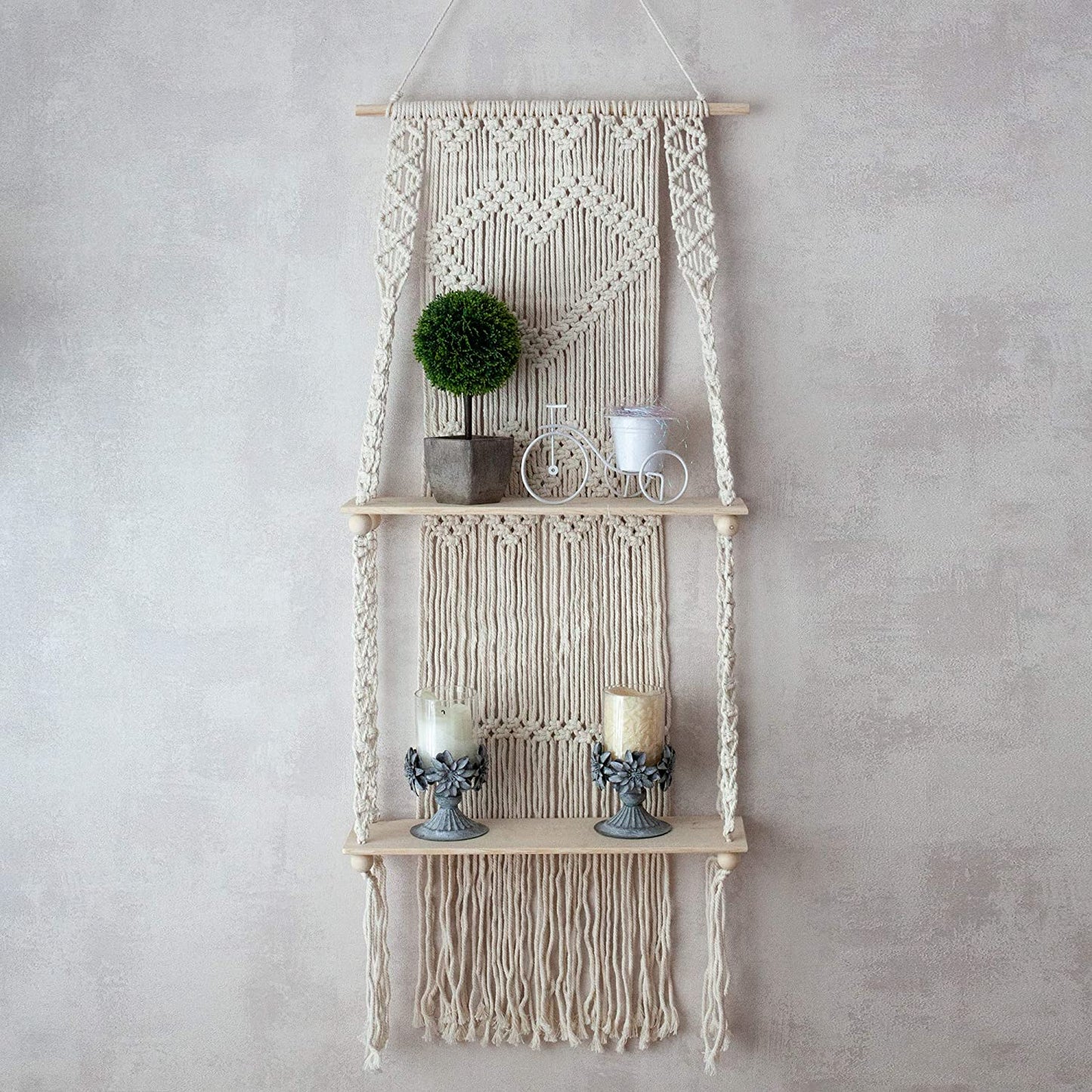 Boheme Macrame Cotton Rope Wall Hanging Plants Shelf
