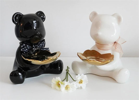 Bear Decor Plate Sculptures Black