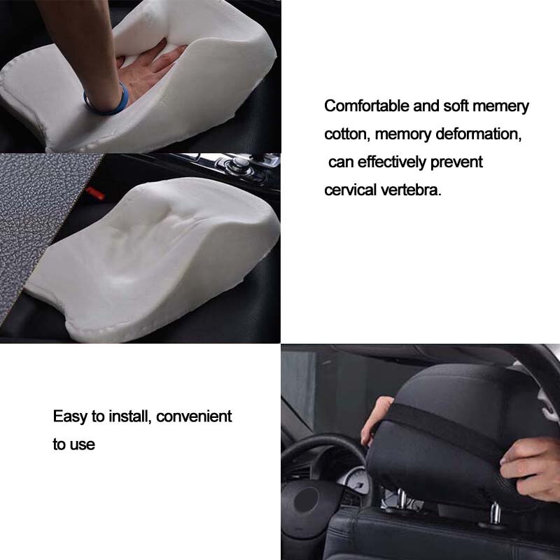 Memory Foam Car Seat Headrest Pillow _ Neck Support Cushion