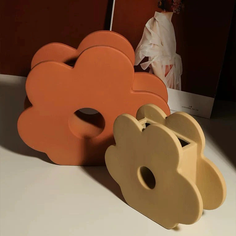 Morandi flower shape vase large red