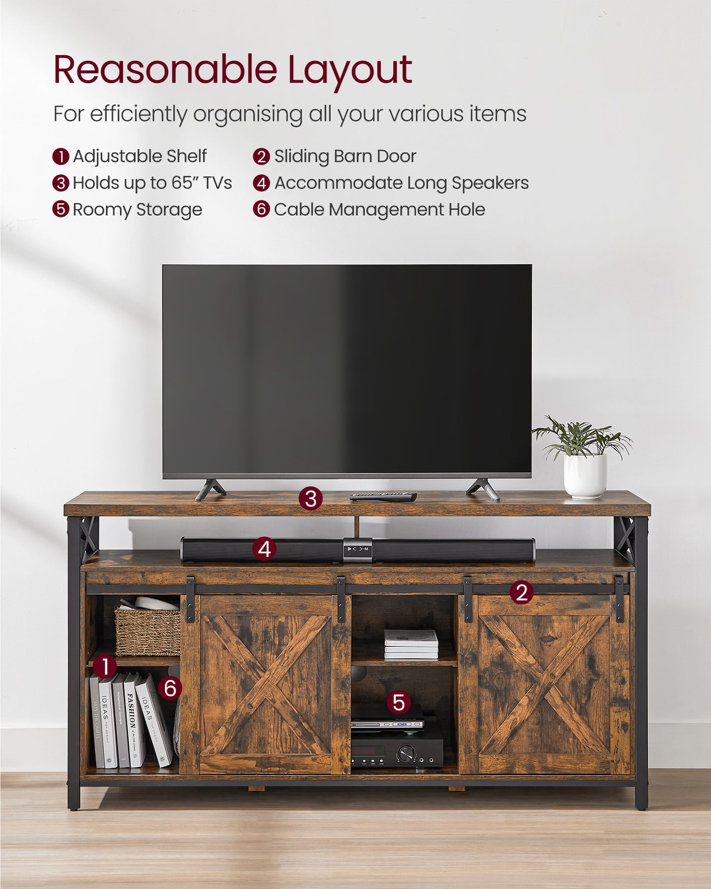 VASAGLE TV Stand for 65 Inch TV