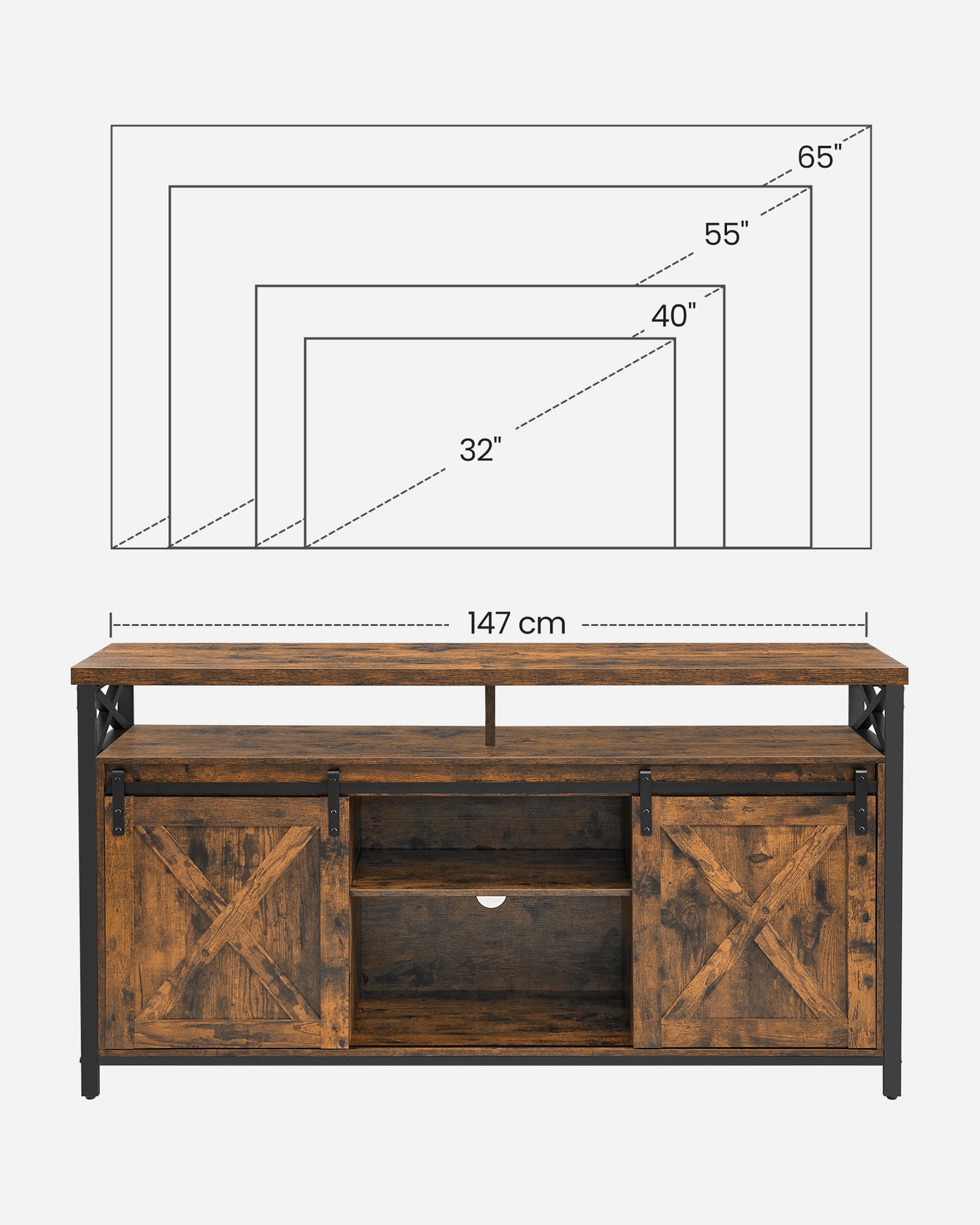 Premium VASAGLE TV Stand for 65 Inch Entertainment Unit TV Cabinet