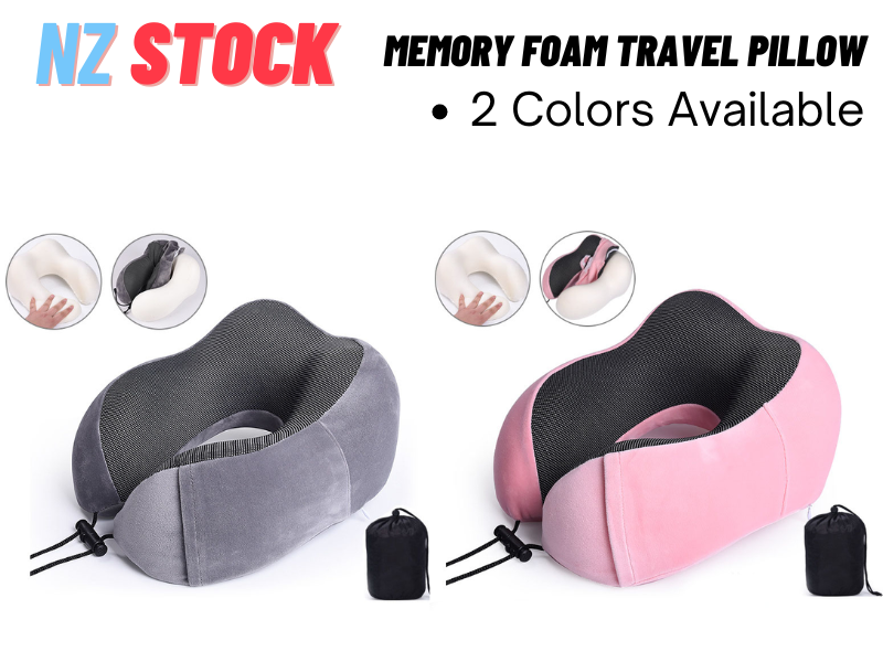 Travel Pillow Memory Foam Neck Pillow with Washable Cover Pink