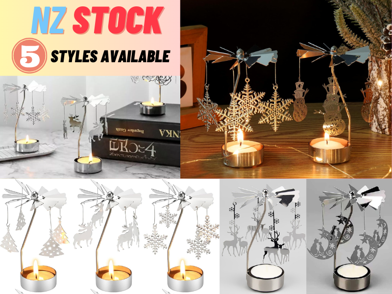 Rotating Candle Holder Metal Silver Tealight Candle Holder - Xmas' tree